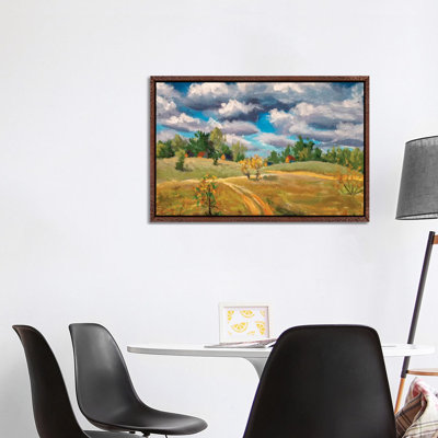 Beautiful Clouds Old Rural Houses In Spring Field by Valery Rybakow - Painting on Canvas