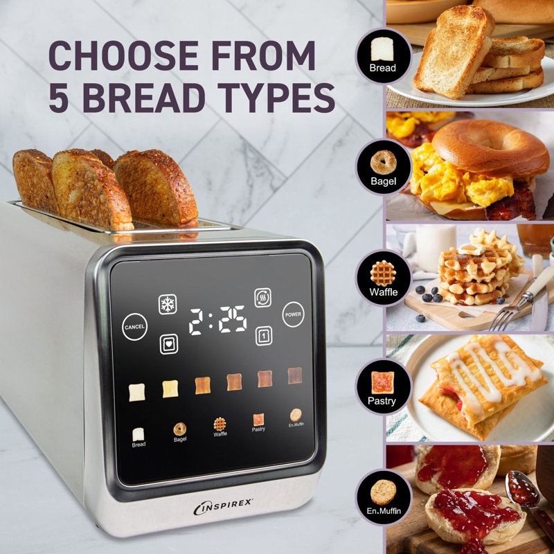 Inspirex 4-slice Touchscreen Toaster, Stainless Steel, Silver