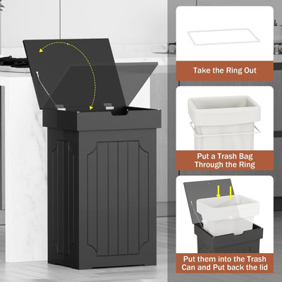 Poubelle de cuisine de 13 gallons, poubelle de recyclage du bois, poubelle autoportante à l'épreuve des chiens, armoire de ferme avec couvercle pour la cuisine de la maison