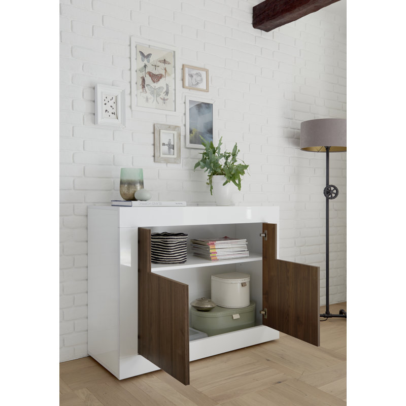 Hisey 110cm Sideboard, White/Walnut