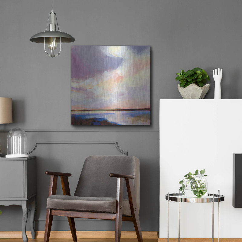Art mural en métal Highland Dunes «Sunset On Gull Lake» par Katrina Pete, H 24 po x l 24 po
