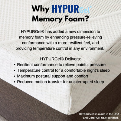 Matelas en mousse à mémoire de forme mi-ferme réponse Slumber Solutions HYPURGel