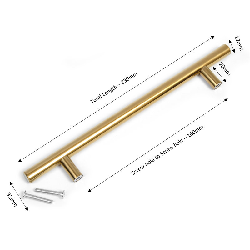 Maone 16 cm Centre Bar Handle, Brushed Gold, 160mm