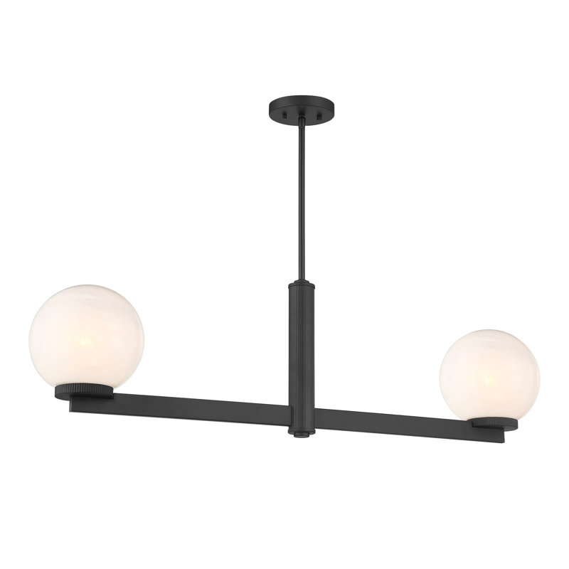 Lustre linéaire noir mat 2 lumières Oshra, Noir mat