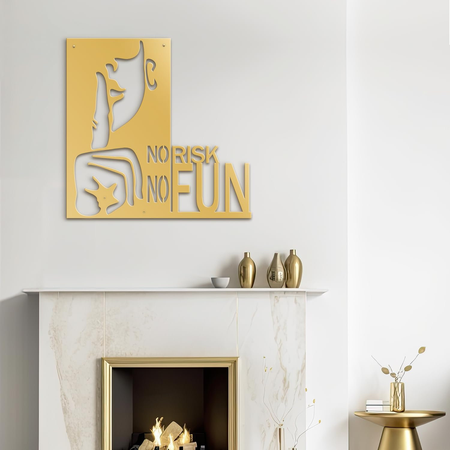 No Risk Signage SIGNLEADER No Risk No Fun - Adventurous Quote Modern Abstract Wall ...