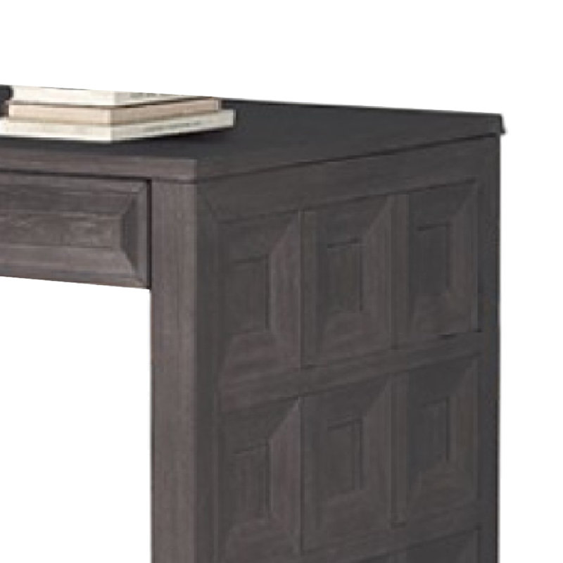 Bureau d'écriture Kizie, 4 tiroirs, bois d'hévéa, rectangulaire 60 pouces, Noir