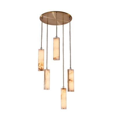 Vertical 5 LT Winter Brass Multi-Pendant Kalco