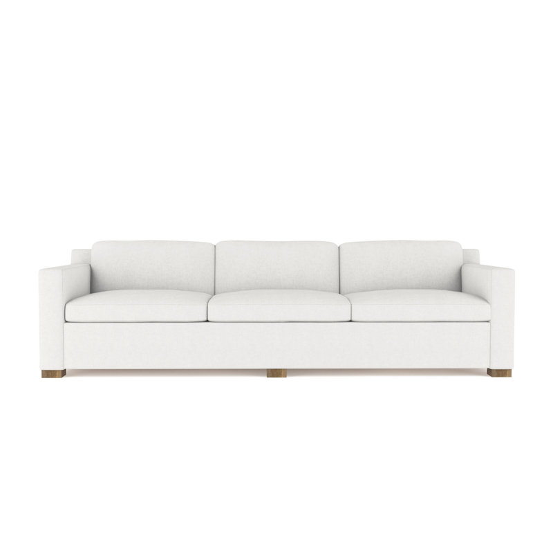 Mercer Track-Arm Extra Long Sofa, Weathered, Box Weave Linen Blanc, 33.5" H x 120" W x 39" D