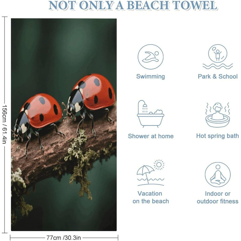 Serviette de plage en microfibre à séchage rapide, 50 x 60 po