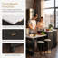 Îlot de cuisine noir cannelé de 83 pouces avec table à manger extensible et prise électrique-481497697