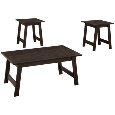 3Pcs Table In - Coffee, End & Side Tables With Spacious Surfaces For Living Brown Contemporary Look