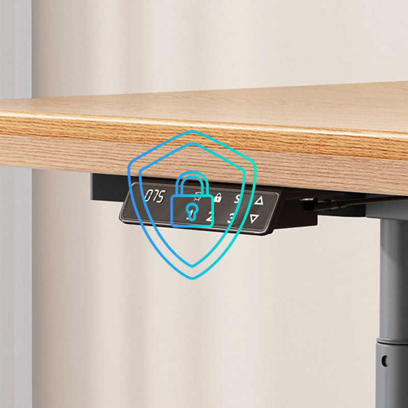 Table électrique à hauteur réglable en bois massif chêne rouge, H 24,41 po x l 55,12 po x P 27,56 po