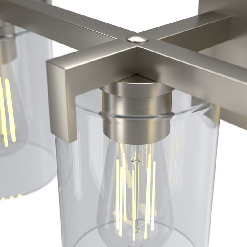 Éclairage pour meuble-lavabo moderne à intensité variable 3 lumières avec abat-jour en verre transparent Hicklin, Nickel