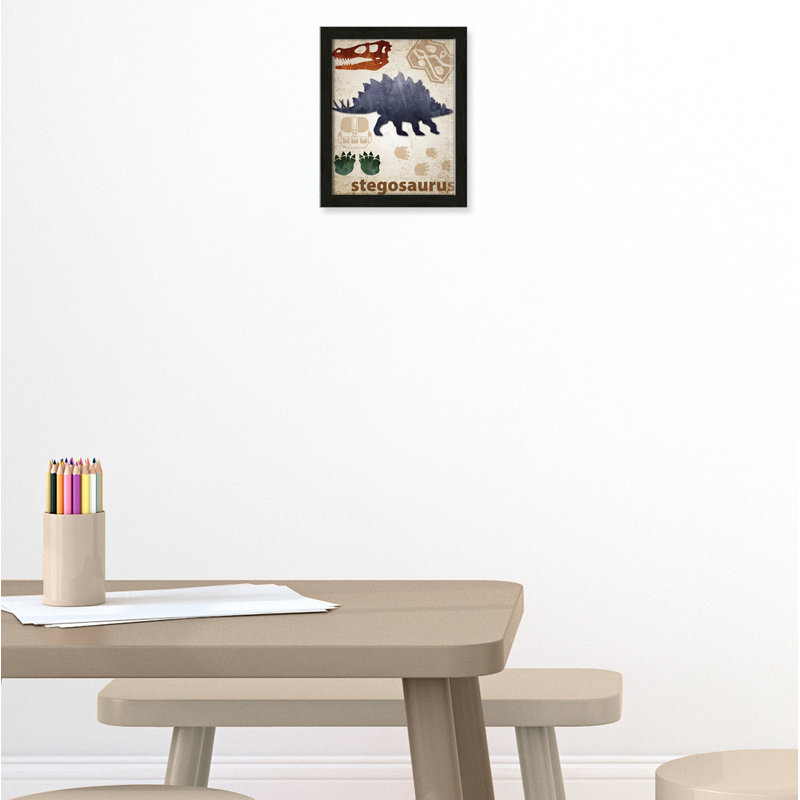 Décalcomanie murale Dinosaures-02 ', H 11 po x l 9 po x P 1,1875 po, Encadré de boîte à grain de bois noir