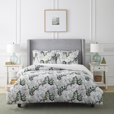 Monstera Percale Floral Duvet Cover