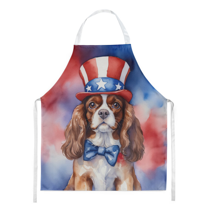 Patriotic American Apron, Brown Cavalier Spaniel