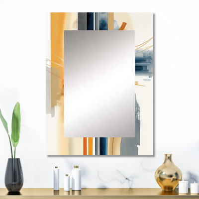 Modern Blue And Gold Abstract II - Large Wall Mirror On Metal