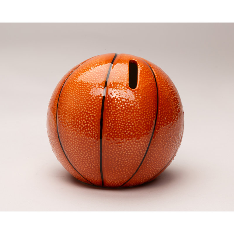 Small Basketball Piggy Bank 4 1/4"H