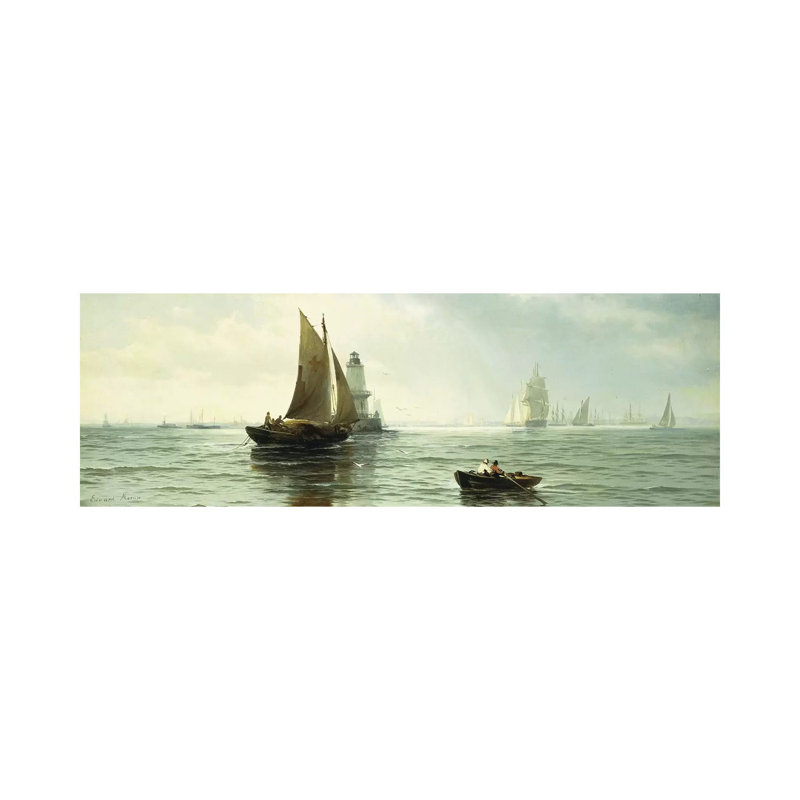 Around The Lighthouse, by Edward Moran - Wrapped Canvas Panoramic Print, 30.48 cm H x 91.44 cm W x 3.175 cm D