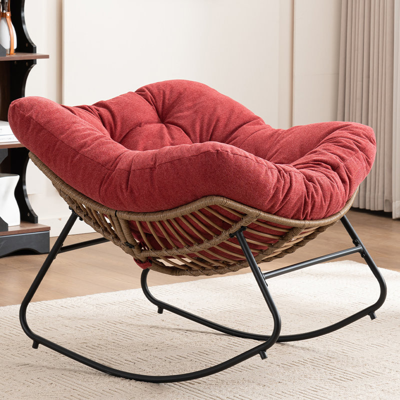 Chaise d'appoint berçante rembourrée Chenille, Rouge