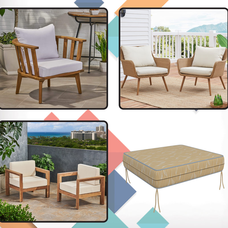 Outdoor Square Printed Cushion Cover, Decorative Cushion Sofa Cover With Piping, 5" H x 25" W x 25" D
