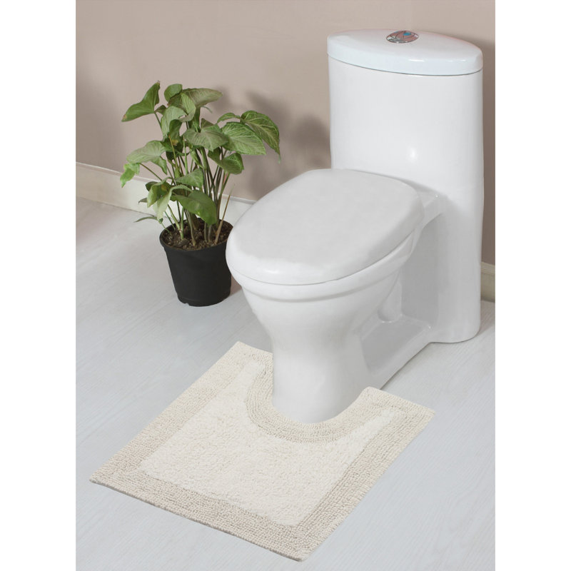 Bruss Luxury 100% Cotton Contour Bath Mat 20"x20" Reversible, Ivory