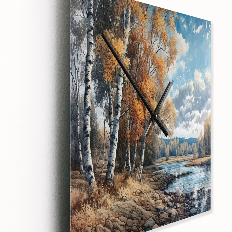 Forest And Pond Tranquillity II - Tree Wall Clock, 32" H x 24" W