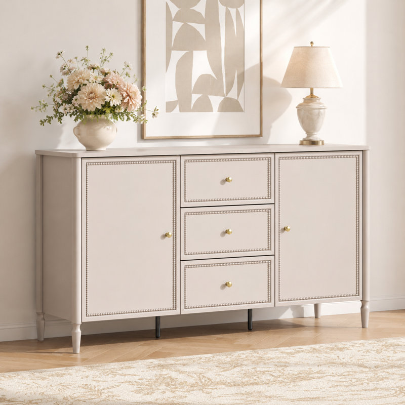 Armoire buffet 59 po avec portes de grange et tablettes réglables