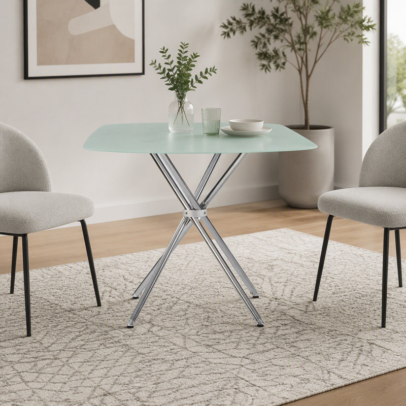 36" Square Frosted Tempered Glass Table
