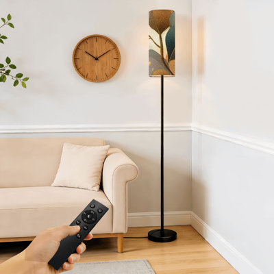  68.5" Standing Floor Lamp Minimalist Botanical Branch Network Watercolor Wall Decor Dimmable Metal Pole Lamp with Linen Lampshade LED Bulb Included