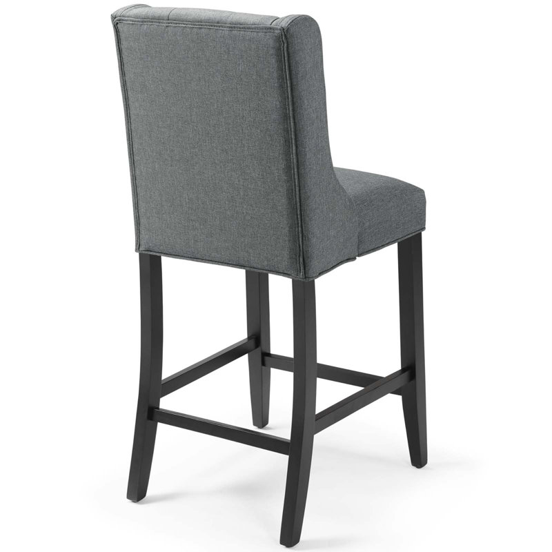 Baronet Tufted Button Upholstered Fabric Stool, Counter Stool (26.5" Height), 1, Gray