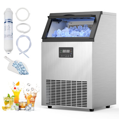 Commercial Ice Machine 200LBS/24H with 45LBS Storage for Bar Cafe Restaurant