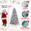 Arbre de Noël floqué avec lumières DEL 470L avec boule G45, arbre à charnières réaliste, 10 modes d'éclairage, interrupteur au pied et support d'écurie