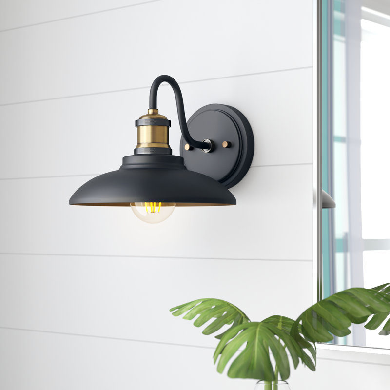 Armistead 1 - Light Modern Dimmable Flush Mounted Wall Sconce in Matte Black with Metal Shade
