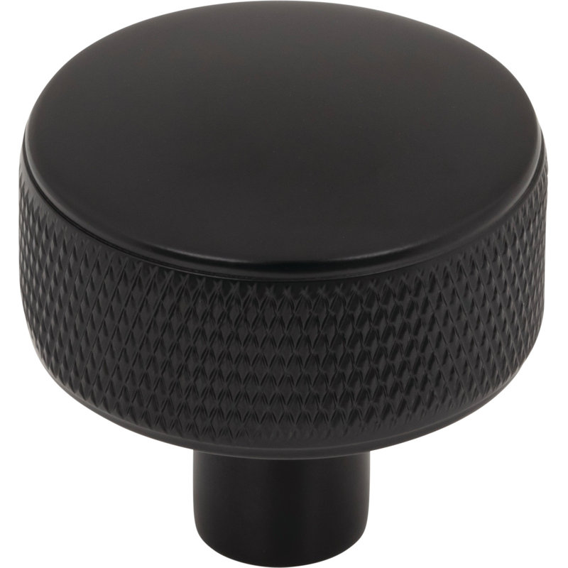 Burnham 1 1/4" Length Round Knob, Flat Black