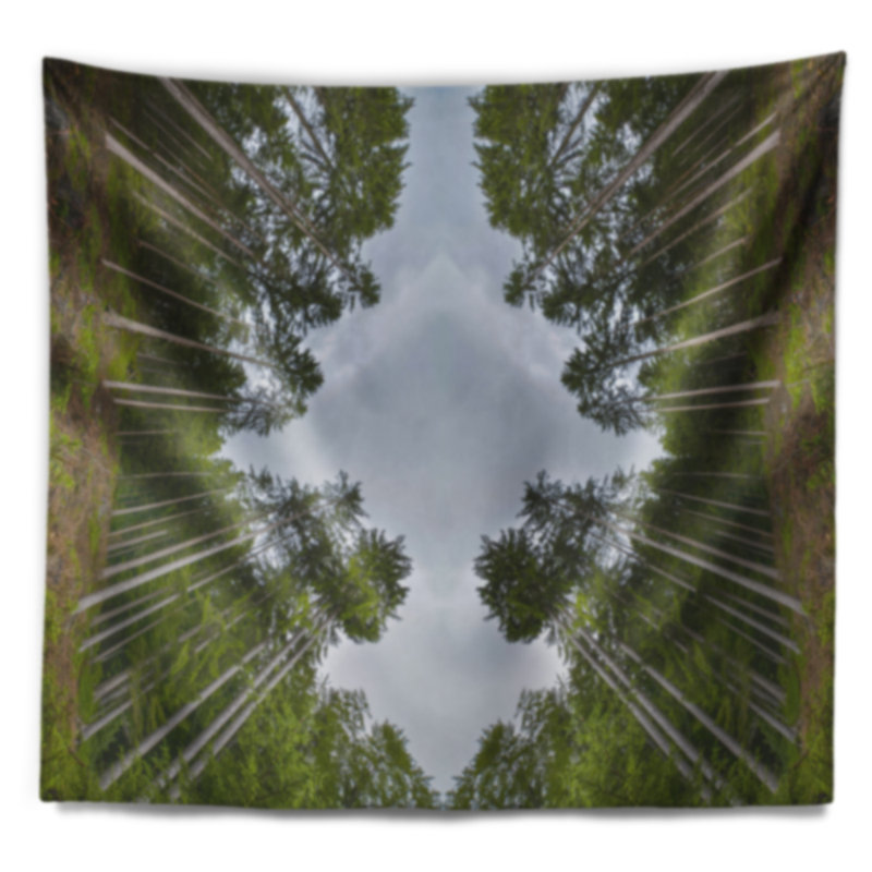 Tapisserie de paysage composé de conifères, H 50 po x l 60 po