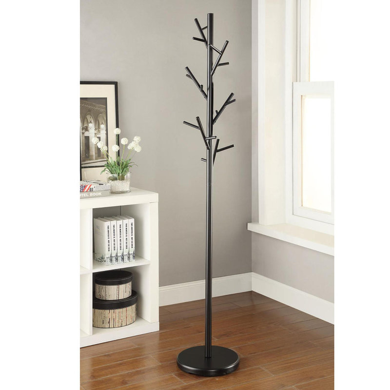 Black Wall Coat Rack - Heavy Duty 18-Hook Hanger for Jackets & Hats
