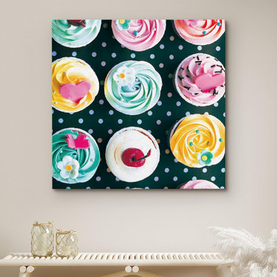 Kitchen Food Colorful Delicious Cupcake On Canvas Photograph Print