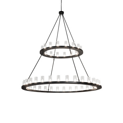 Lustre 48 lumières à deux niveaux de 84 po de largeur 84 po Loxley