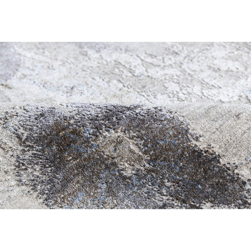 Tapis gris clair et bleu noué à la main de haute qualité, Rectangle de 5 pi x 8 pi