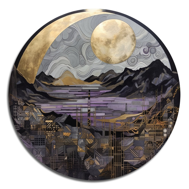Lune montante dorée III, H 36 po x l 36 po x P 1 po