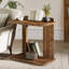 Table de bout en C en bois massif, table d'appoint avec support pour livre, table de chevet pour chambre à coucher, salon, brun