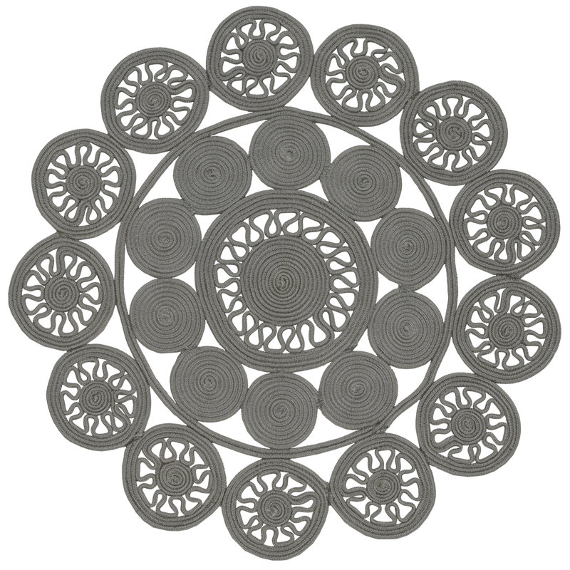 Selvidge Geometric Hand Woven Area Rug, Round 120cm
