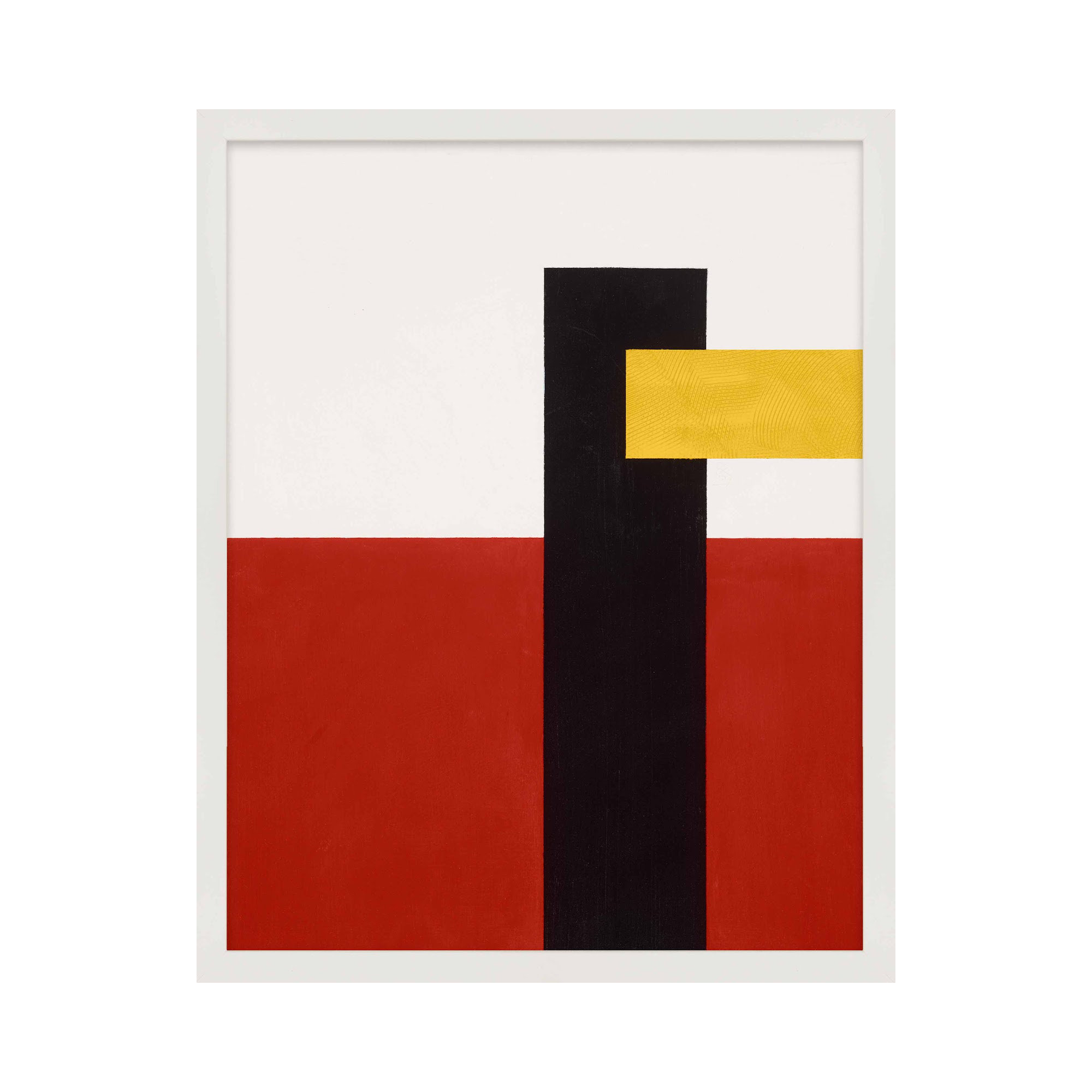 Composition With Yellow 4 by Robert Kamnatnik, 30" H x 24" W x 1.25" D, White Framed Paper