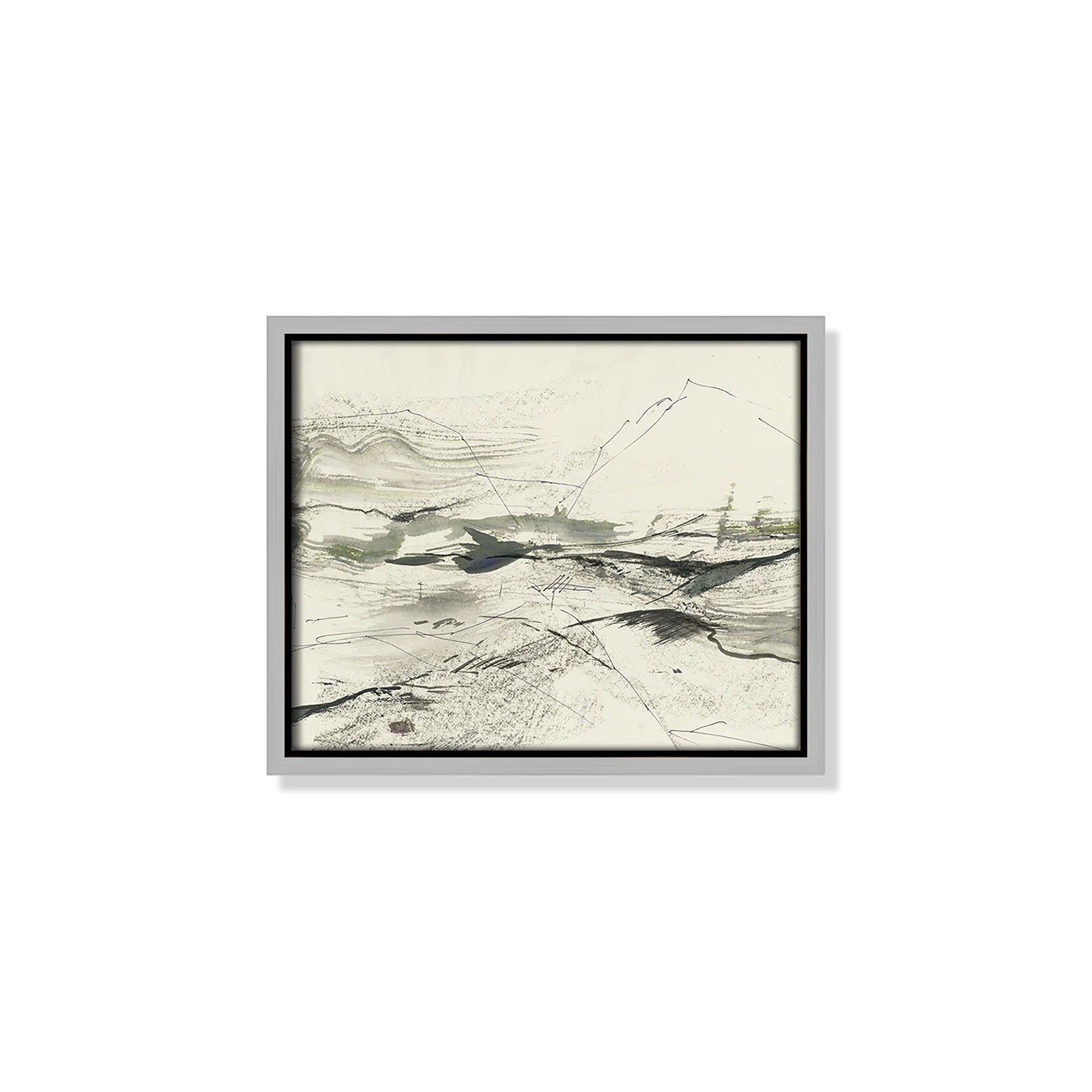 Green Sketches by PI Studio, No Mat, Silver Floater Framed, 9.5" H x 11.5" W x 2" D