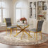 Glass Round Dining Table Set with Luxury Velvet Upholstered Dining Chairs