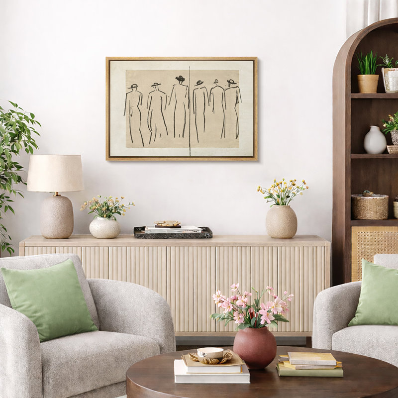 Œuvre d'art classique, croquis de figurine masculine rustique, ligne abstraite minimaliste rustique, art mural impression sur toile encadrée