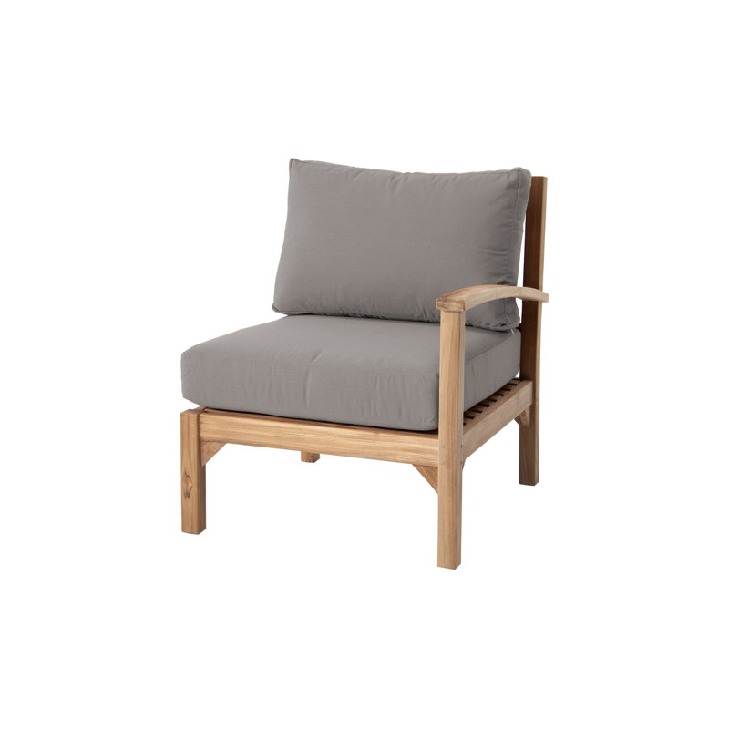 Chaise longue d'extérieur en teck avec coussins Sunbrella Huntington, Taupe