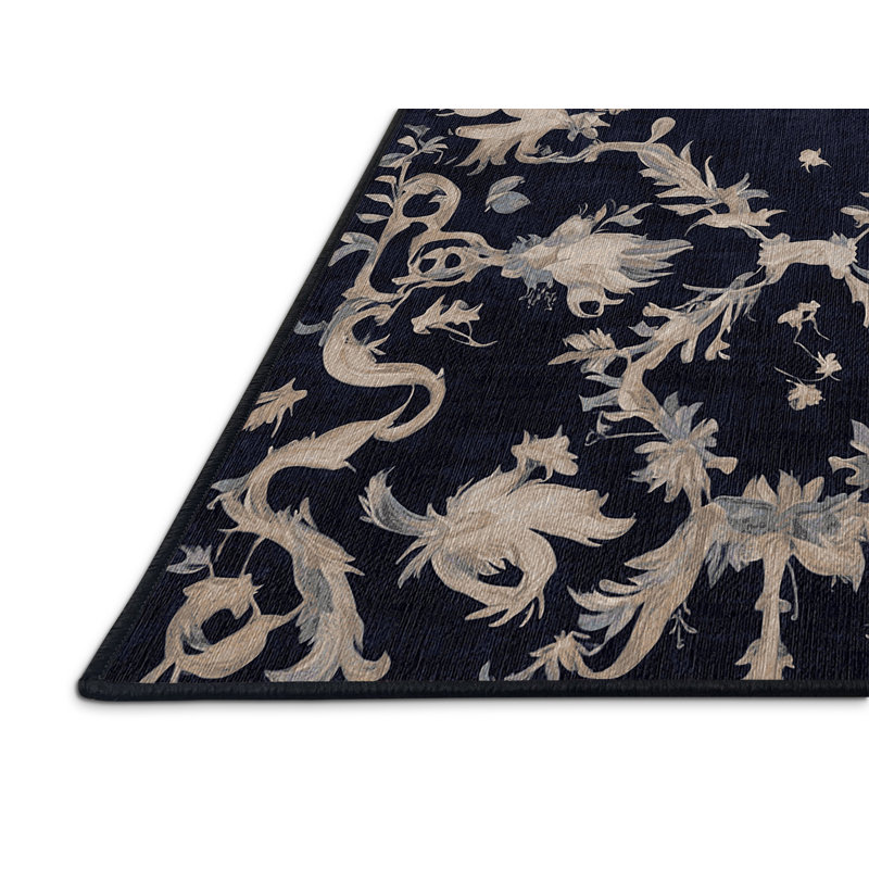 Machine Washable Gray Area Rug, Rectangle 5' x 7'