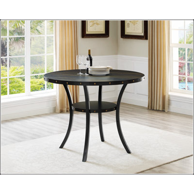 Biony Dining Collection Wood Counter Height Nailhead Round Dining Table